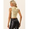 imageAllegra K Metallic Crop Top for Womens Sleeveless Halloween Sparkly Sequin TopsLight Gold
