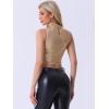 imageAllegra K Metallic Crop Top for Womens Sleeveless Halloween Sparkly Sequin TopsRose Gold