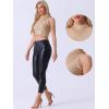 imageAllegra K Metallic Crop Top for Womens Sleeveless Halloween Sparkly Sequin TopsRose Gold