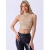 imageAllegra K Metallic Crop Top for Womens Sleeveless Halloween Sparkly Sequin TopsRose Gold