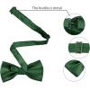 imageAllegra K Necktie PreTied Bowtie and Pocket Square Set Ties for Wedding BusinessDark Green