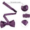 imageAllegra K Necktie PreTied Bowtie and Pocket Square Set Ties for Wedding BusinessDark Purple