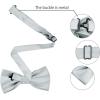 imageAllegra K Necktie PreTied Bowtie and Pocket Square Set Ties for Wedding BusinessGray