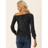 imageAllegra K Sparkly Sequin Top for Womens Halloween OffShoulder Long Sleeve Party TopsBlack