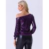 imageAllegra K Sparkly Sequin Top for Womens Halloween OffShoulder Long Sleeve Party TopsDark Purple