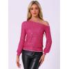 imageAllegra K Sparkly Sequin Top for Womens Halloween OffShoulder Long Sleeve Party TopsHot Pink