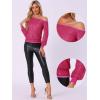 imageAllegra K Sparkly Sequin Top for Womens Halloween OffShoulder Long Sleeve Party TopsHot Pink
