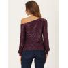 imageAllegra K Sparkly Sequin Top for Womens Halloween OffShoulder Long Sleeve Party TopsPurple