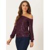 imageAllegra K Sparkly Sequin Top for Womens Halloween OffShoulder Long Sleeve Party TopsPurple