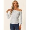 imageAllegra K Sparkly Sequin Top for Womens Halloween OffShoulder Long Sleeve Party TopsSilver