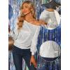imageAllegra K Sparkly Sequin Top for Womens Halloween OffShoulder Long Sleeve Party TopsSilver