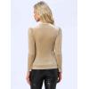 imageAllegra K Velvet Tops for Womens Puff Long Sleeve Mock Neck Vintage Christmas Shiny Metallic BlouseBeige