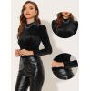 imageAllegra K Velvet Tops for Womens Puff Long Sleeve Mock Neck Vintage Christmas Shiny Metallic BlouseBlack