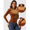 imageAllegra K Velvet Tops for Womens Puff Long Sleeve Mock Neck Vintage Christmas Shiny Metallic BlouseBrown