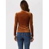 imageAllegra K Velvet Tops for Womens Puff Long Sleeve Mock Neck Vintage Christmas Shiny Metallic BlouseBrown