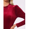 imageAllegra K Velvet Tops for Womens Puff Long Sleeve Mock Neck Vintage Christmas Shiny Metallic BlouseBurgundy