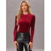 imageAllegra K Velvet Tops for Womens Puff Long Sleeve Mock Neck Vintage Christmas Shiny Metallic BlouseBurgundy