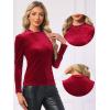 imageAllegra K Velvet Tops for Womens Puff Long Sleeve Mock Neck Vintage Christmas Shiny Metallic BlouseBurgundy