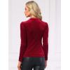 imageAllegra K Velvet Tops for Womens Puff Long Sleeve Mock Neck Vintage Christmas Shiny Metallic BlouseBurgundy