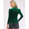 imageAllegra K Velvet Tops for Womens Puff Long Sleeve Mock Neck Vintage Christmas Shiny Metallic BlouseDark Green
