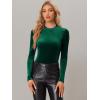 imageAllegra K Velvet Tops for Womens Puff Long Sleeve Mock Neck Vintage Christmas Shiny Metallic BlouseDark Green