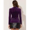 imageAllegra K Velvet Tops for Womens Puff Long Sleeve Mock Neck Vintage Christmas Shiny Metallic BlouseDark Purple