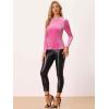 imageAllegra K Velvet Tops for Womens Puff Long Sleeve Mock Neck Vintage Christmas Shiny Metallic BlouseHot Pink