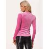 imageAllegra K Velvet Tops for Womens Puff Long Sleeve Mock Neck Vintage Christmas Shiny Metallic BlouseHot Pink