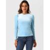 imageAllegra K Velvet Tops for Womens Puff Long Sleeve Mock Neck Vintage Christmas Shiny Metallic BlouseLight Blue