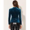 imageAllegra K Velvet Tops for Womens Puff Long Sleeve Mock Neck Vintage Christmas Shiny Metallic BlousePeacock Blue
