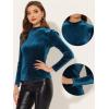 imageAllegra K Velvet Tops for Womens Puff Long Sleeve Mock Neck Vintage Christmas Shiny Metallic BlousePeacock Blue