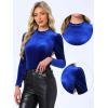 imageAllegra K Velvet Tops for Womens Puff Long Sleeve Mock Neck Vintage Christmas Shiny Metallic BlouseRoyal Blue
