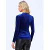 imageAllegra K Velvet Tops for Womens Puff Long Sleeve Mock Neck Vintage Christmas Shiny Metallic BlouseRoyal Blue
