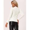 imageAllegra K Velvet Tops for Womens Puff Long Sleeve Mock Neck Vintage Christmas Shiny Metallic BlouseWhite