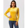 imageAllegra K Velvet Tops for Womens Puff Long Sleeve Mock Neck Vintage Christmas Shiny Metallic BlouseYellow