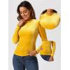 imageAllegra K Velvet Tops for Womens Puff Long Sleeve Mock Neck Vintage Christmas Shiny Metallic BlouseYellow