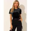 imageAllegra K Womens Christmas Velvet Top Crew Neck Short Sleeve Casual TShirtBlack
