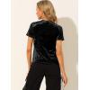 imageAllegra K Womens Christmas Velvet Top Crew Neck Short Sleeve Casual TShirtBlack
