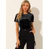 imageAllegra K Womens Christmas Velvet Top Crew Neck Short Sleeve Casual TShirtBlack