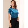 imageAllegra K Womens Christmas Velvet Top Crew Neck Short Sleeve Casual TShirtBlue