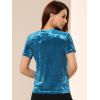 imageAllegra K Womens Christmas Velvet Top Crew Neck Short Sleeve Casual TShirtBlue
