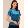 imageAllegra K Womens Christmas Velvet Top Crew Neck Short Sleeve Casual TShirtBlue