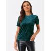 imageAllegra K Womens Christmas Velvet Top Crew Neck Short Sleeve Casual TShirtBlue Green