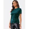 imageAllegra K Womens Christmas Velvet Top Crew Neck Short Sleeve Casual TShirtBlue Green