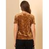 imageAllegra K Womens Christmas Velvet Top Crew Neck Short Sleeve Casual TShirtBrown