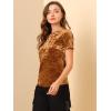 imageAllegra K Womens Christmas Velvet Top Crew Neck Short Sleeve Casual TShirtBrown