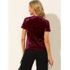 imageAllegra K Womens Christmas Velvet Top Crew Neck Short Sleeve Casual TShirtBurgundy