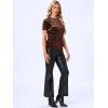 imageAllegra K Womens Christmas Velvet Top Crew Neck Short Sleeve Casual TShirtDark Brown