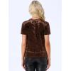 imageAllegra K Womens Christmas Velvet Top Crew Neck Short Sleeve Casual TShirtDark Brown