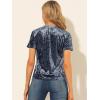 imageAllegra K Womens Christmas Velvet Top Crew Neck Short Sleeve Casual TShirtGray Blue